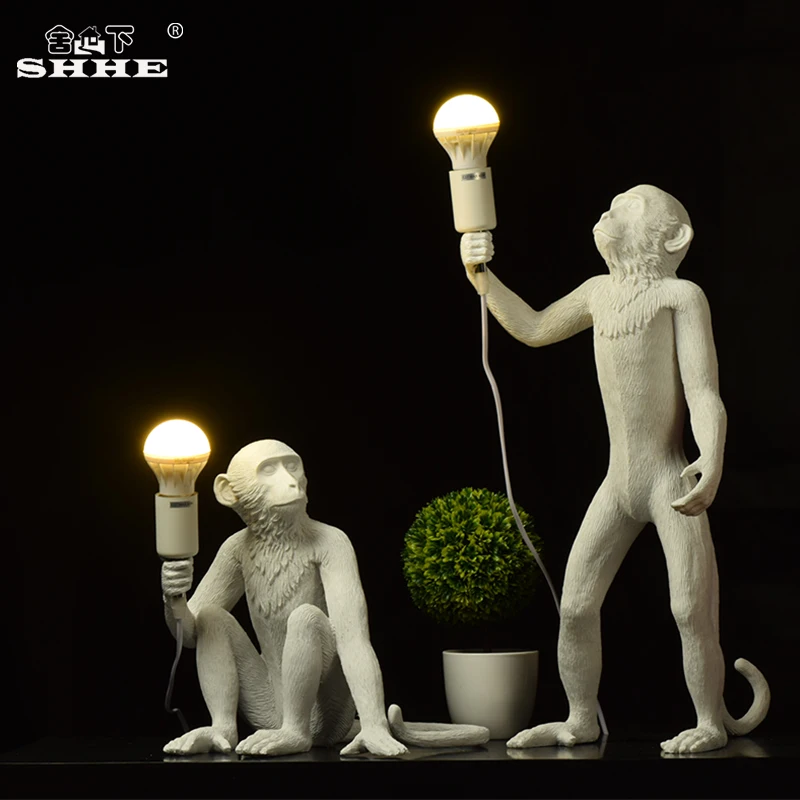 

Modern creative design Resin Monkey Loft Vintage Hemp Rope Pendant Light for Home Lighting Bar Cafe Retro Hanging Pendant lamp