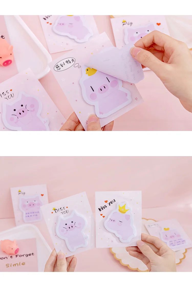 Милые мультяшное животное, Свинка Kiss Me memo pad Kawaii Заметки для детей планировщик стикер сообщений школы офисные принадлежности оптовая