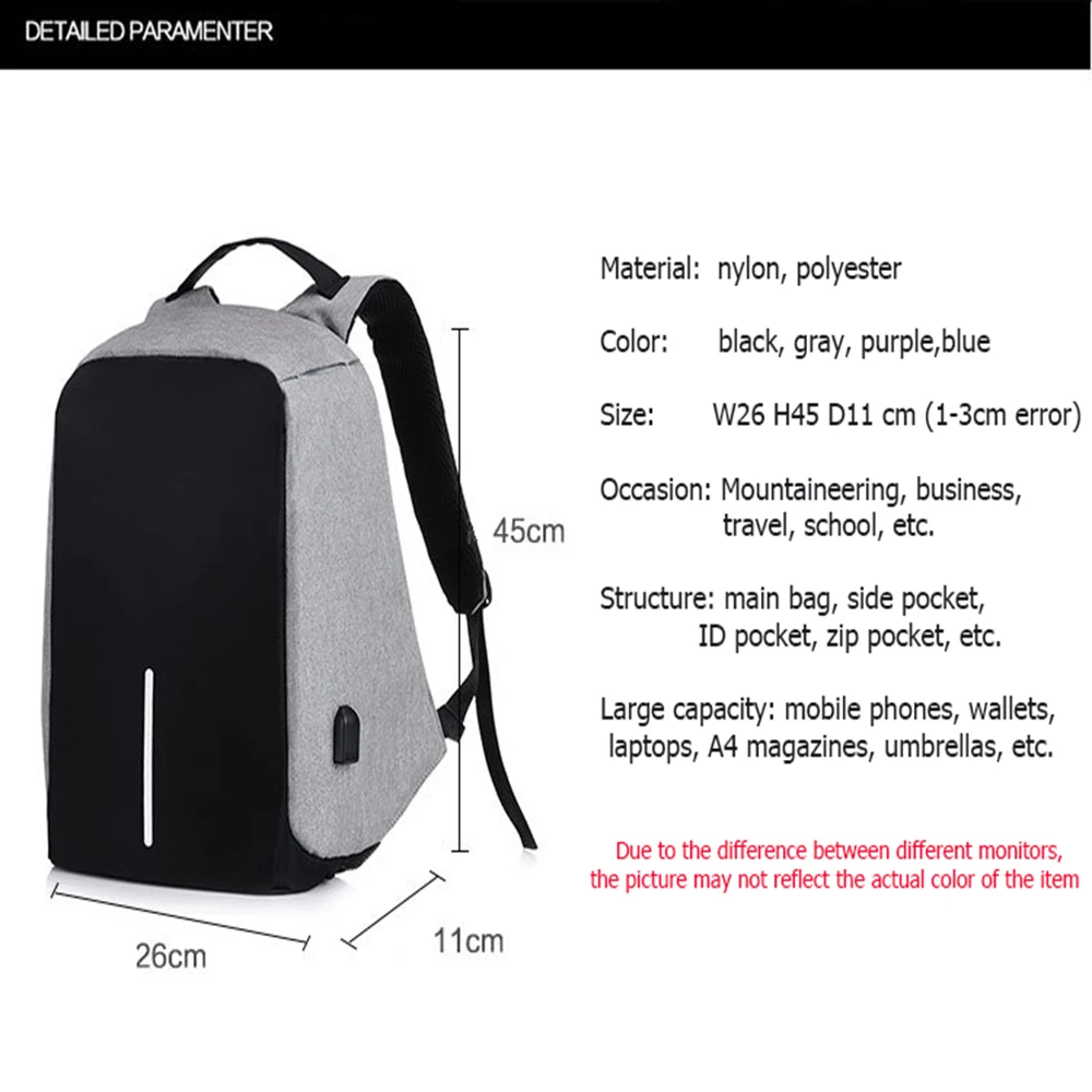 Bobby дорожный рюкзак с защитой от кражи Mochila, большой рюкзак с USB для мужчин, рюкзаки для ноутбука, школьные сумки для книг, спортивные школьные сумки