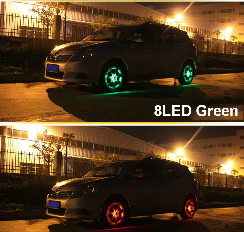 8 светодиодный S яркие цвета вспышка солнечный светильник RGB Светодиодный светильник для автомобиля Стайлинг переоборудование колесный светильник крышка ступицы для BMW Benz VW Honda Mazda Lexus