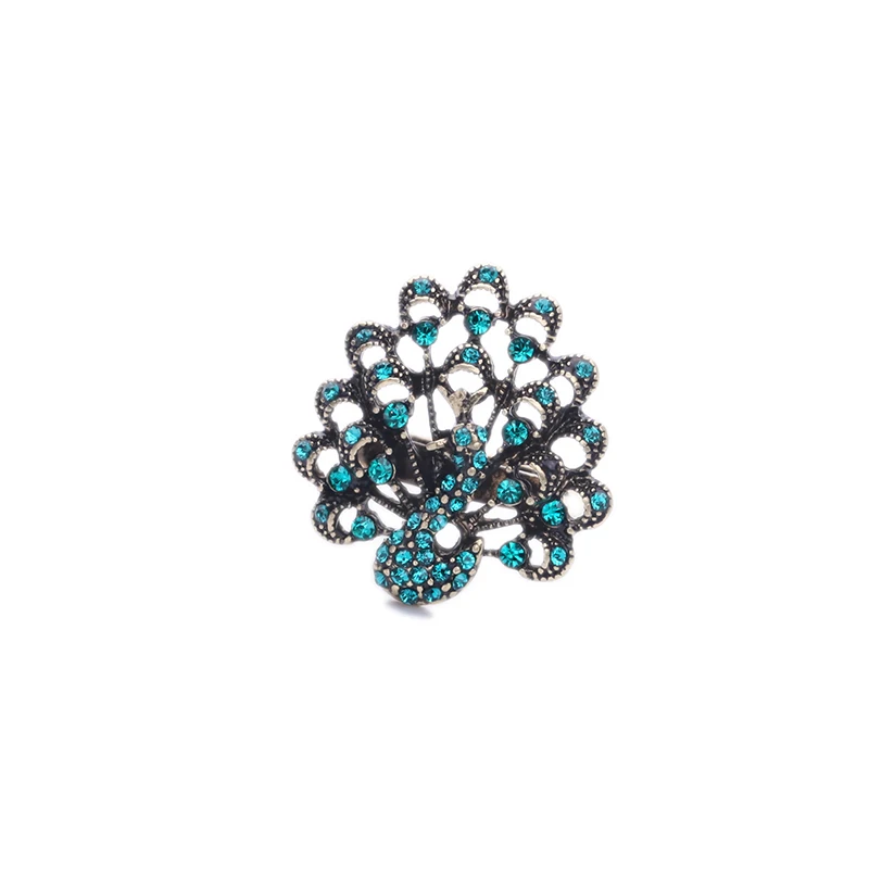 

Vintage Style Antique Gold Color Zircon Peacock Ring Blue Champagne 2 Colors Gorgeous Accessory