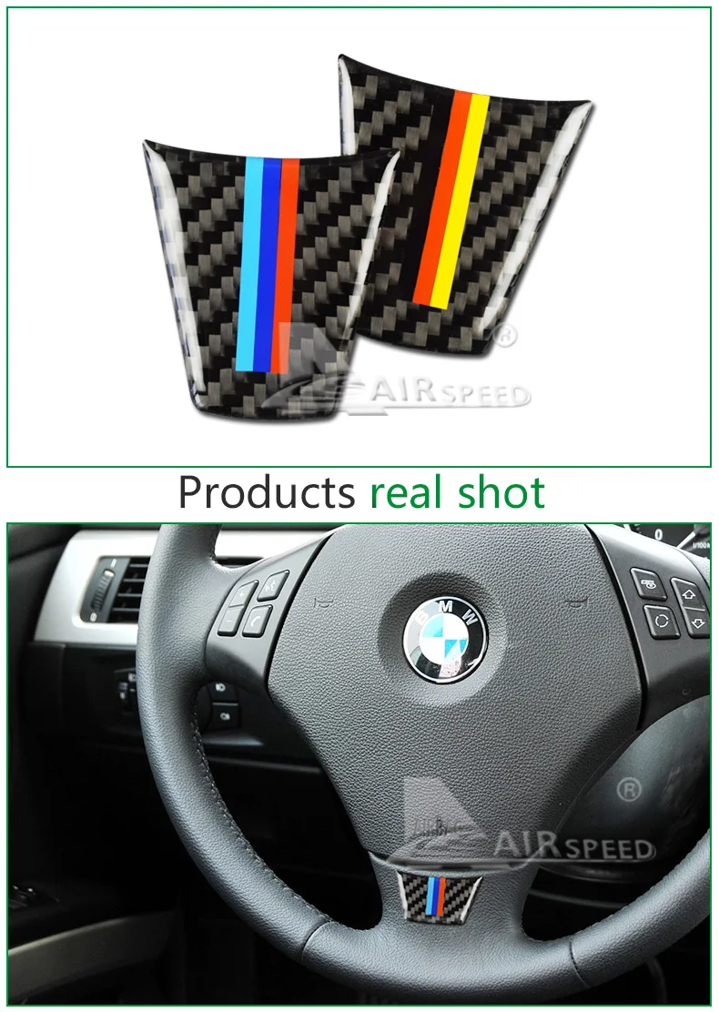  for BMW E90 E92 3 Series Interior Carbon Fiber Car Steering Wheel Stickers M Sport 2005-2012 Accessories Car Styling  (5)