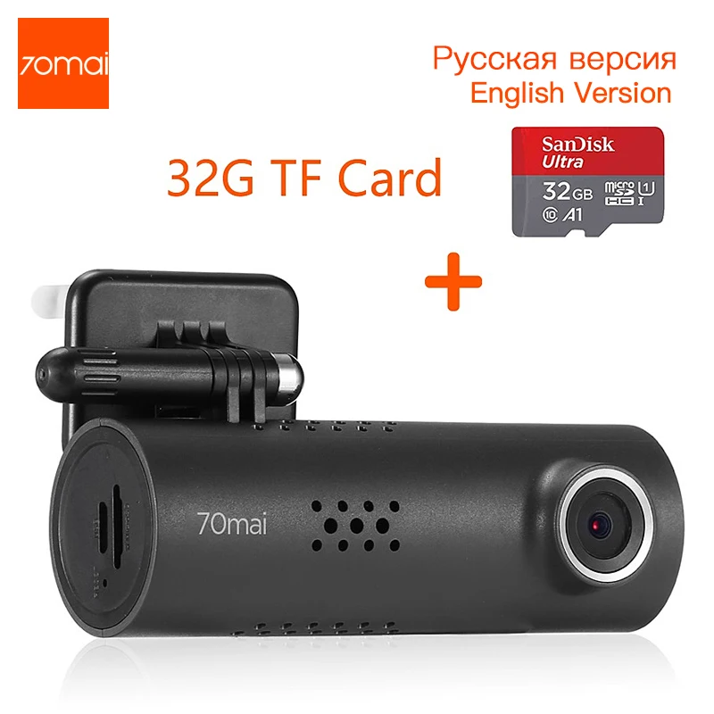 

70mai Smart Dash Cam 32GB English Version Car DVR 1080HD Car Camera APP Driving Recoder 130 FOV G-Sensor Dashboard