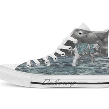 Дышащая повседневная холщовая обувь кеды с высоким берцем на шнуровке