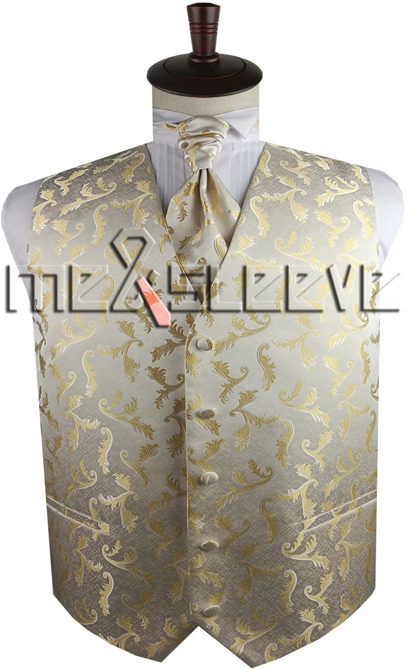 Одиночный мужской жилет светло-желтый жилет с рисунком(жилет+ галстук-бабочка+ платок+ запонки