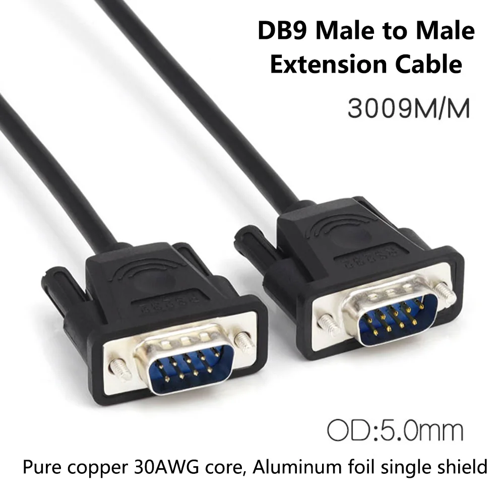 DB9 Male to Male Extension Cable Pure Copper Line RS232 9 Pin Serial Connector Wire COM Core