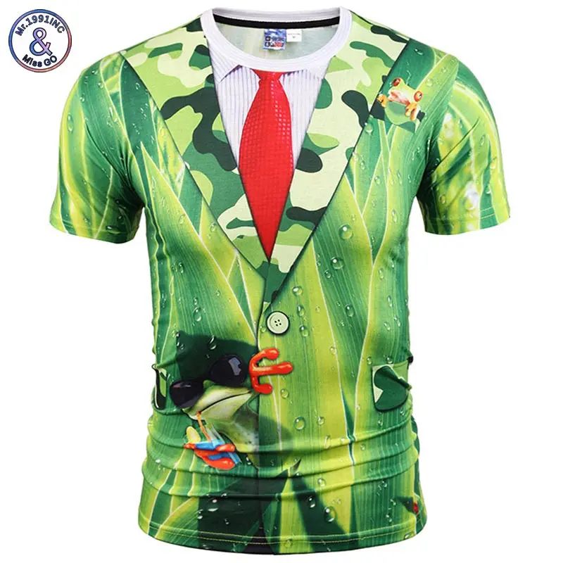 

Mr.1991INC Nice Stylish T-shirt Men/Women Tees Shirts Print Green Leaves Suit Jacket Fake Two Pieces 3d T-shirt Summer Tops