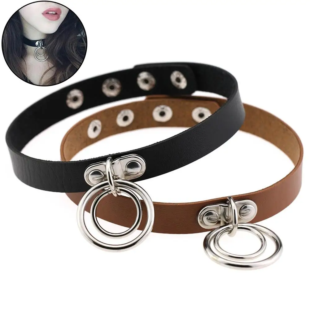 

vintage Punk Unisex Adjustable Double Loop Faux Leather Sexy Bound Choker Necklace Collar