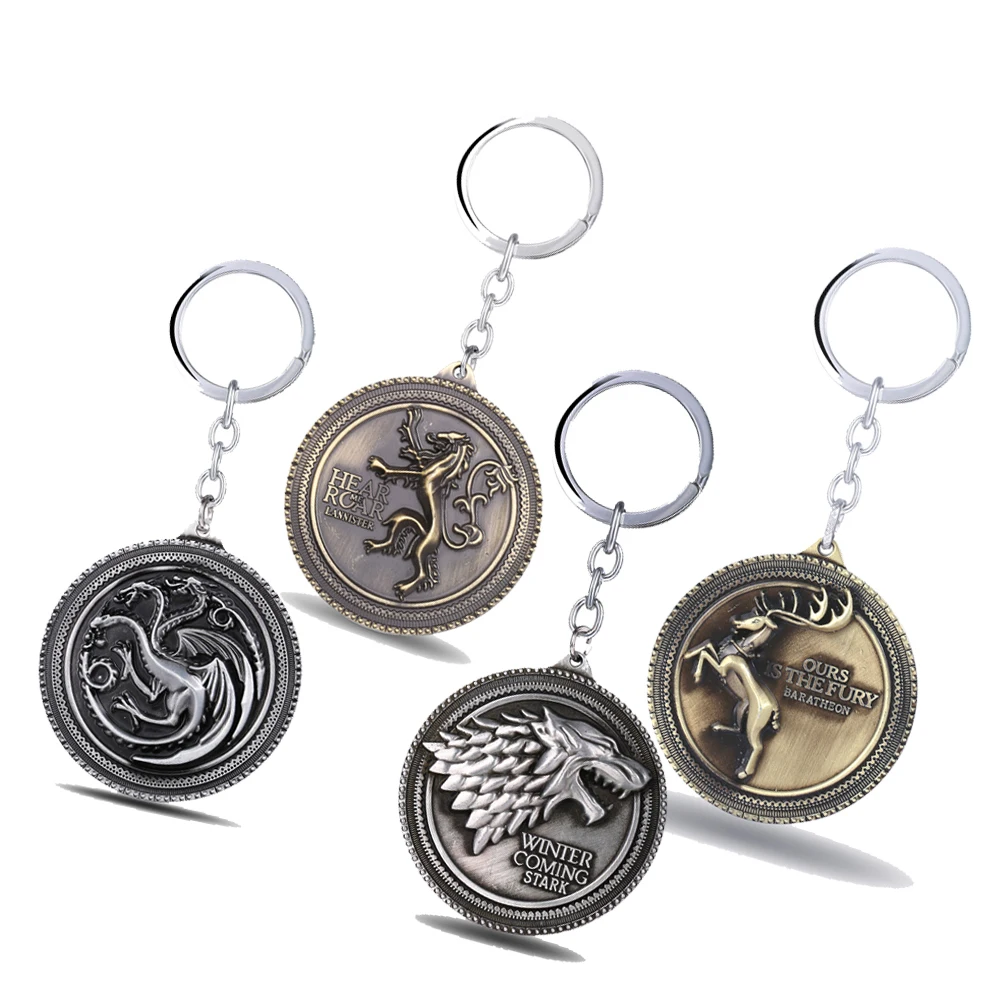 

Game of Throne Key Chain A Song of Ice and Fire Key Ring Holder Bag Chaveiro Car Keychain Stark Targaryen Jewelry