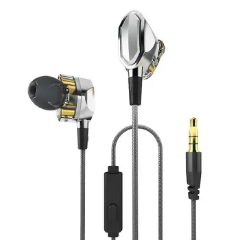 

Hifi Earphone 3.5mm In-Ear Dual Driver Gaming Dynamic PK Hybrid Pro earbuds for Xiaomi Samsung Phone PC TV