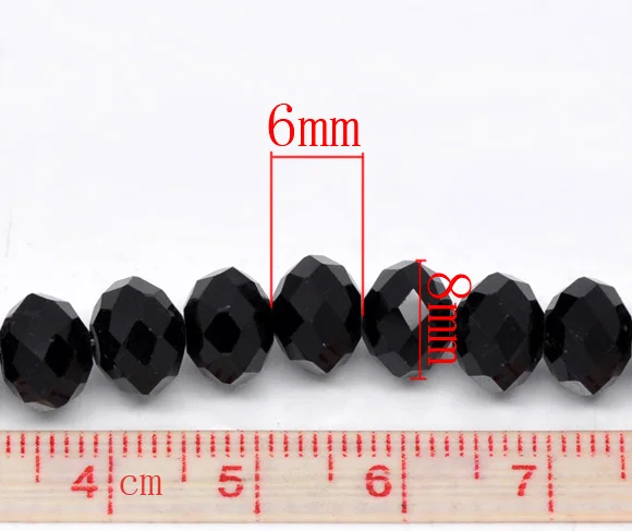 DoreenBeads Черные Хрустальные стеклянные граненые бусины 5040 8x6 мм прибл. 360 шт (B11643)