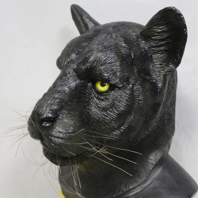 Топ продаж черный леопард пантера латексная маска животного для Хэллоуина костюмы вечерние Косплей украшения