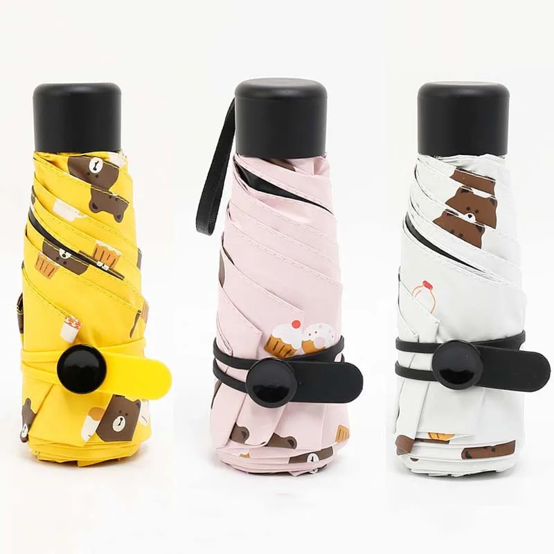 

Woman Mini Pocket Folding Umbrella Rain Women Umbrella Corporation Aluminum Sun protection Anti-UV Five-folding Umbrella Female
