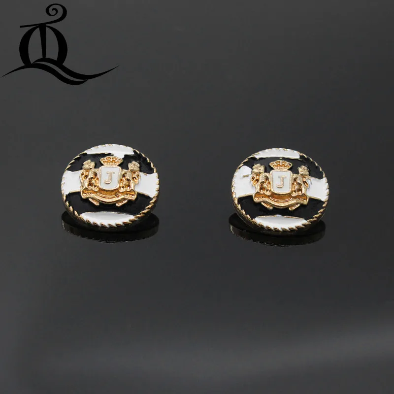 

Free shipping, 5PCS gold diameter 22mm gold blakc J metal Hollow buttons, clothing accessories, shirt, coat brand buttons,TQ