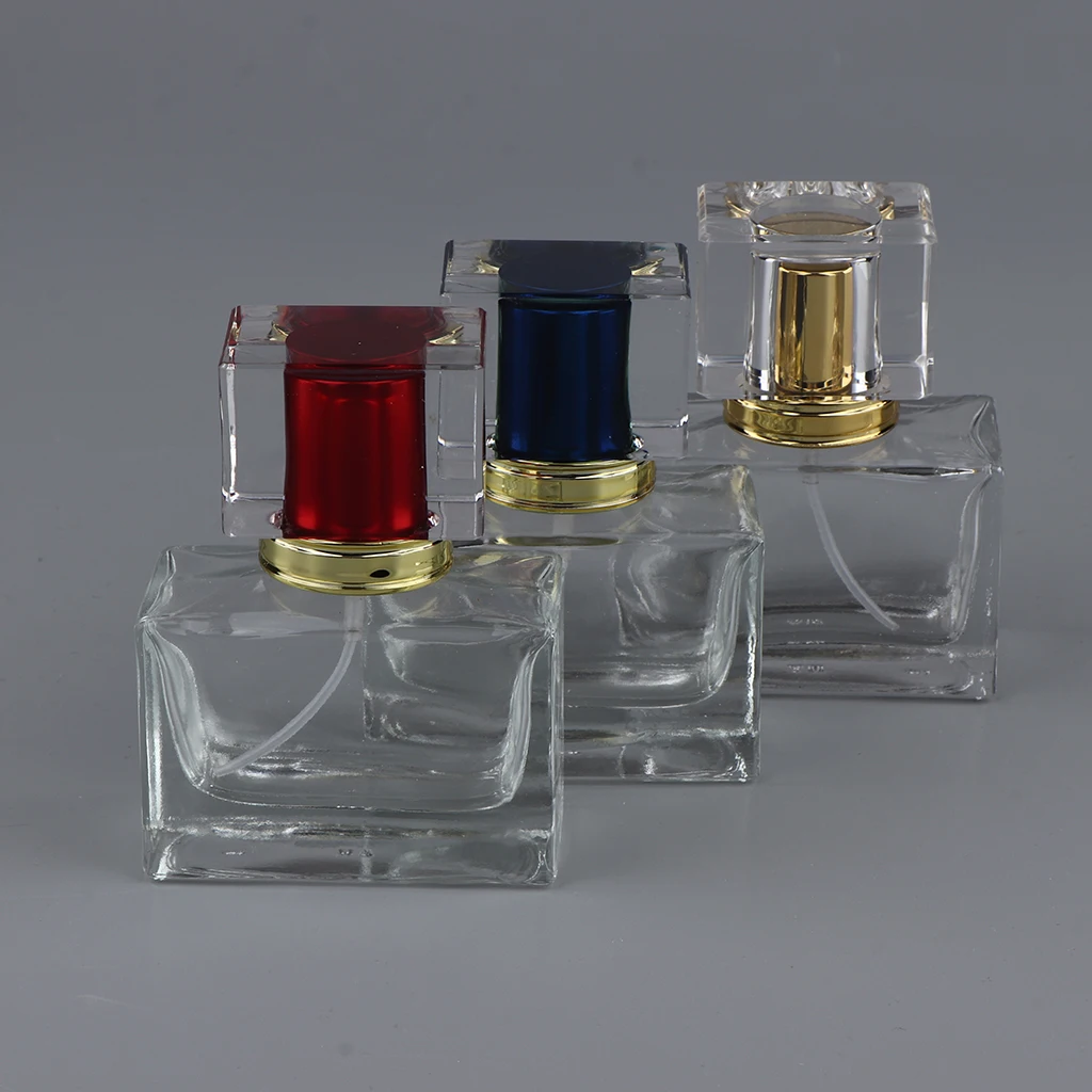 30ml Square Glass Containers Empty Perfume Atomizer Pump Sprayer Sample Bottles Refillable for Aftershave/Toner/Mouthwash