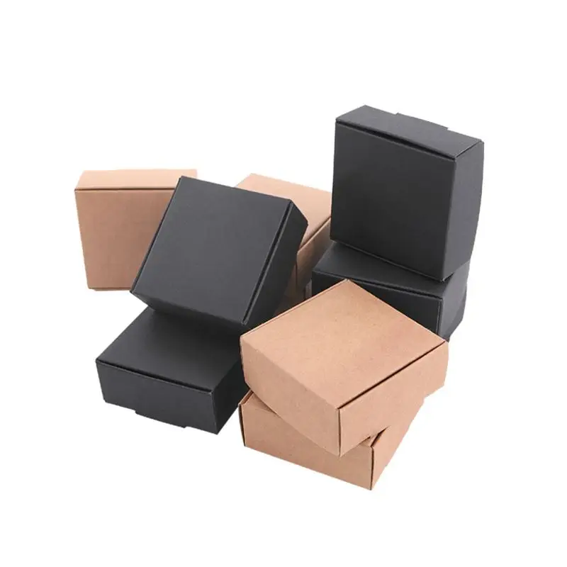 Size 8*8*4cm black/brown small paper box kraft black boxes for packaging white 50pcs party decoration | Дом и сад