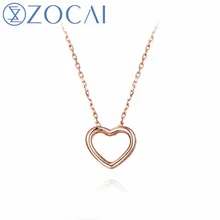 ZOCAI 18 K розовое золото(AU750) подвеска с 925 серебряной цепочкой романтичная, в форме сердца подарок ожерелье D04953