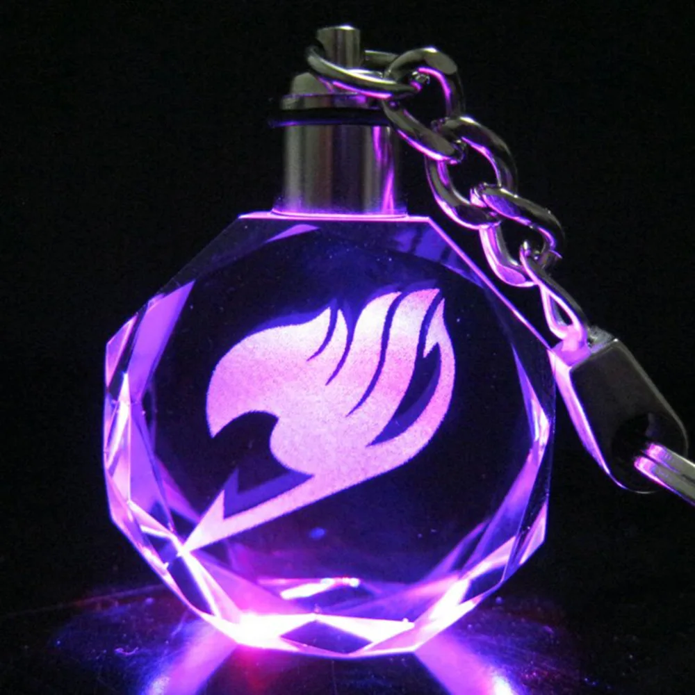 

Creative Japanese Anime Mini Hatsune Miku Fairy Tail Crystal Colourful Led Light Key Chain Keyring hot sales