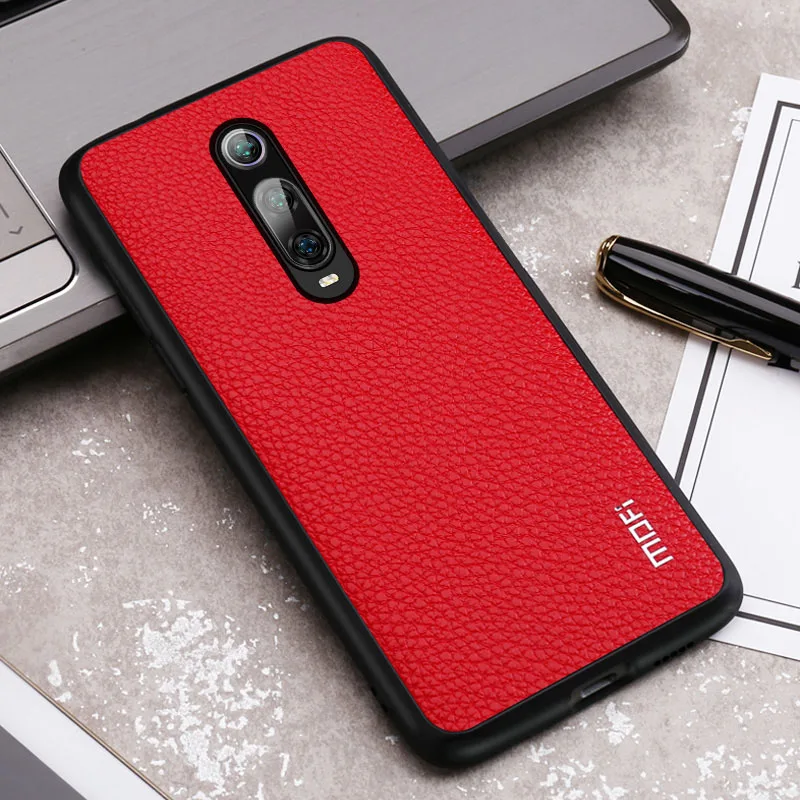 Для Xiaomi Redmi K20 чехол Mofi для Xiaomi Redmi K20 Pro чехол задняя крышка из искусственной кожи зернистый деловой красный черный чехол Redmik20 - Цвет: Red