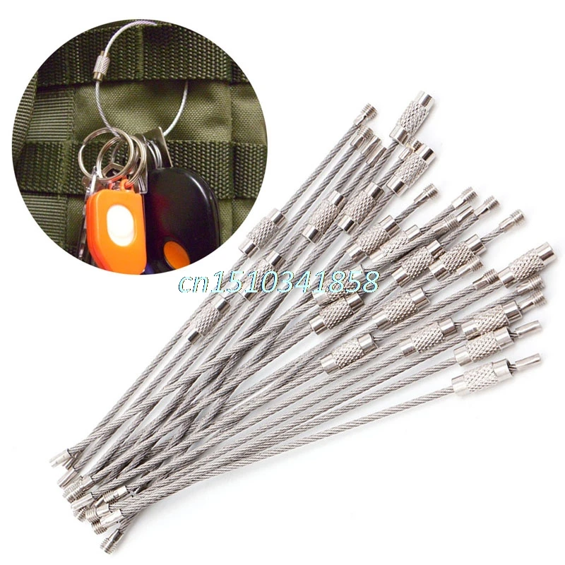 108mm Edc Wire Rope Key Ring Stainless Steel Wire Keychain Pendant Loop
