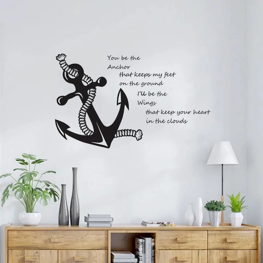Sailing Quote with Anchor Wall Decal Nautical Quotes Wall Sticker Home