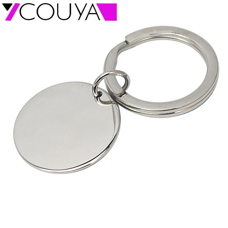 

New Creative 2 kinds of Key chain Metal Key Rings For Gift Round or Rectangle Pendant Keychain Jewelry Shiny Silver Key S10004