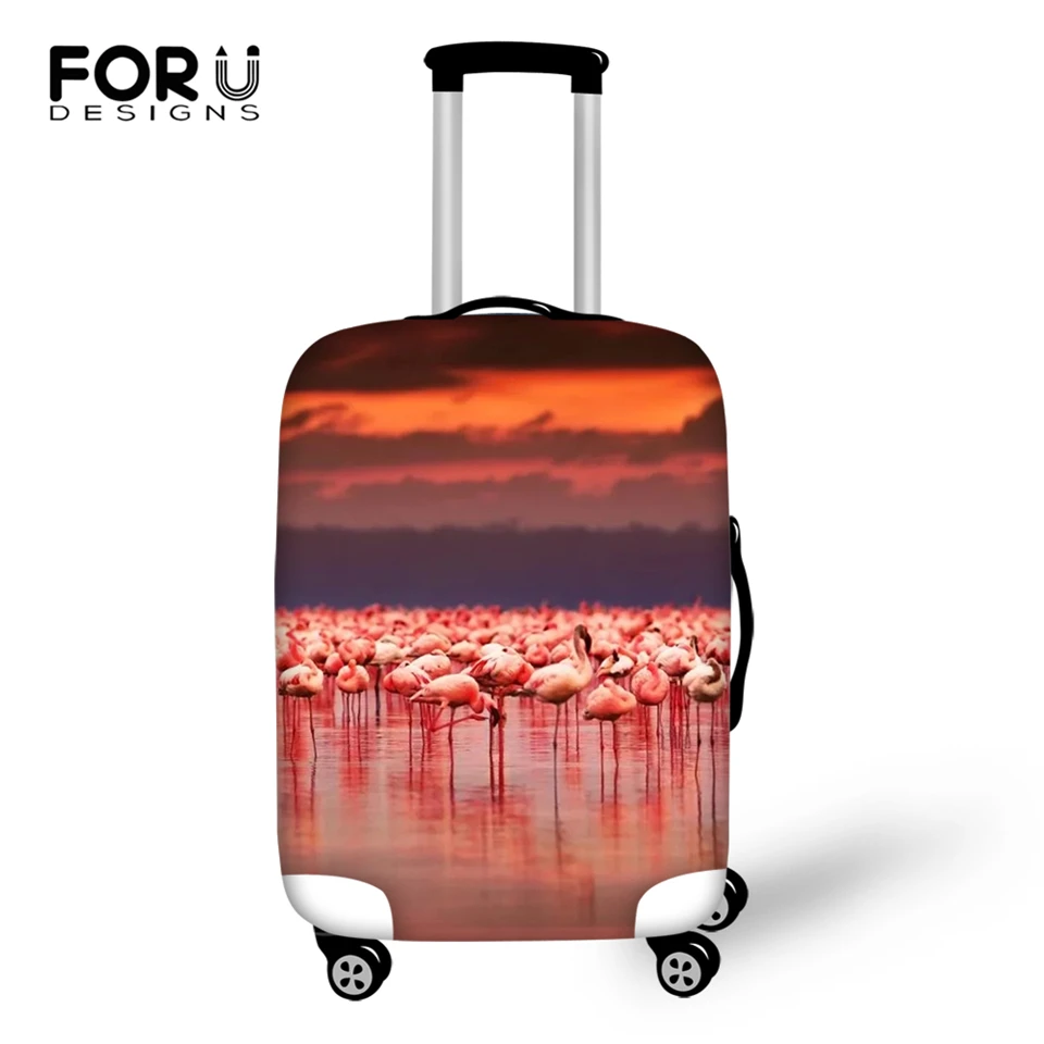 FORUDESIGNS Cartoon Luggage Cover Flower Flamingos Prints Pattern Travel Accessories Fashion Design Suitcase Cover Only Cover
