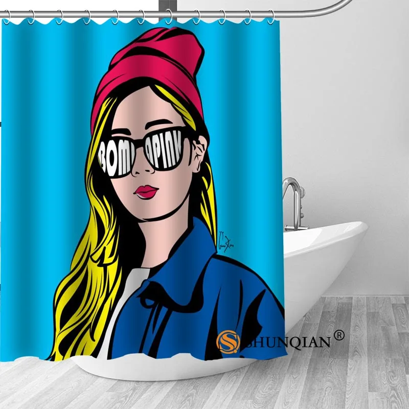Высокое качество заказ комиксов поп книги по искусству Душ шторы полиэстер ткань занавески для ванных комнат крючки плесени устойчивы 1 шт. на заказ - Цвет: Shower Curtain