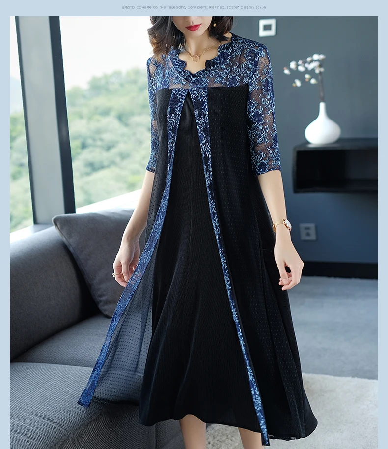 Летнее Новое Женское свободное платье большого размера в европейском и американском стиле, тонкое длинное кружевное женское платье с вышивкой D205