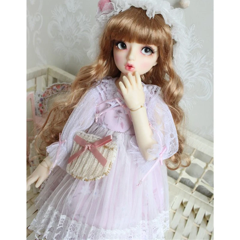 Одежда для куклы 1/6 платье розовое кружевное с маленьким цветком 1/4 BJD SD Blyth