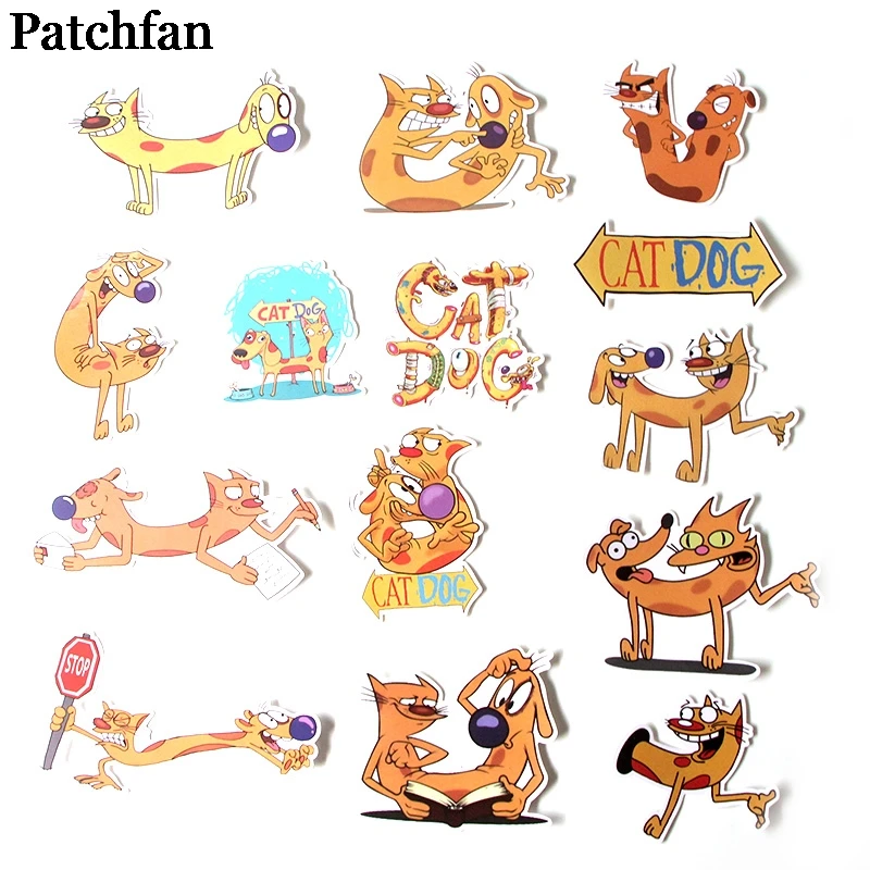 Patchfan 14 шт. наклейки Catdog для скрапбукинга, ноутбука, скейтборда, мотоцикла, украшения дома, наклейки на стену автомобиля, значки A2007