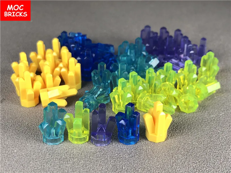 

10pcs\lot MOC Bricks Clorful Rock 1x1 Crystal 5 Point fit with 52 Educational Building Blocks figures DIY Toy for kids Xmas Gift