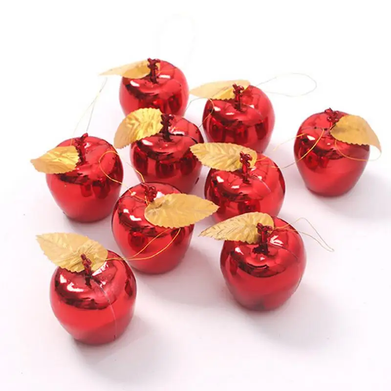 12 шт красные золотые рождественские подвесные украшения Рождественские елочные украшения вечерние мероприятия фруктовый кулон в форме яблока