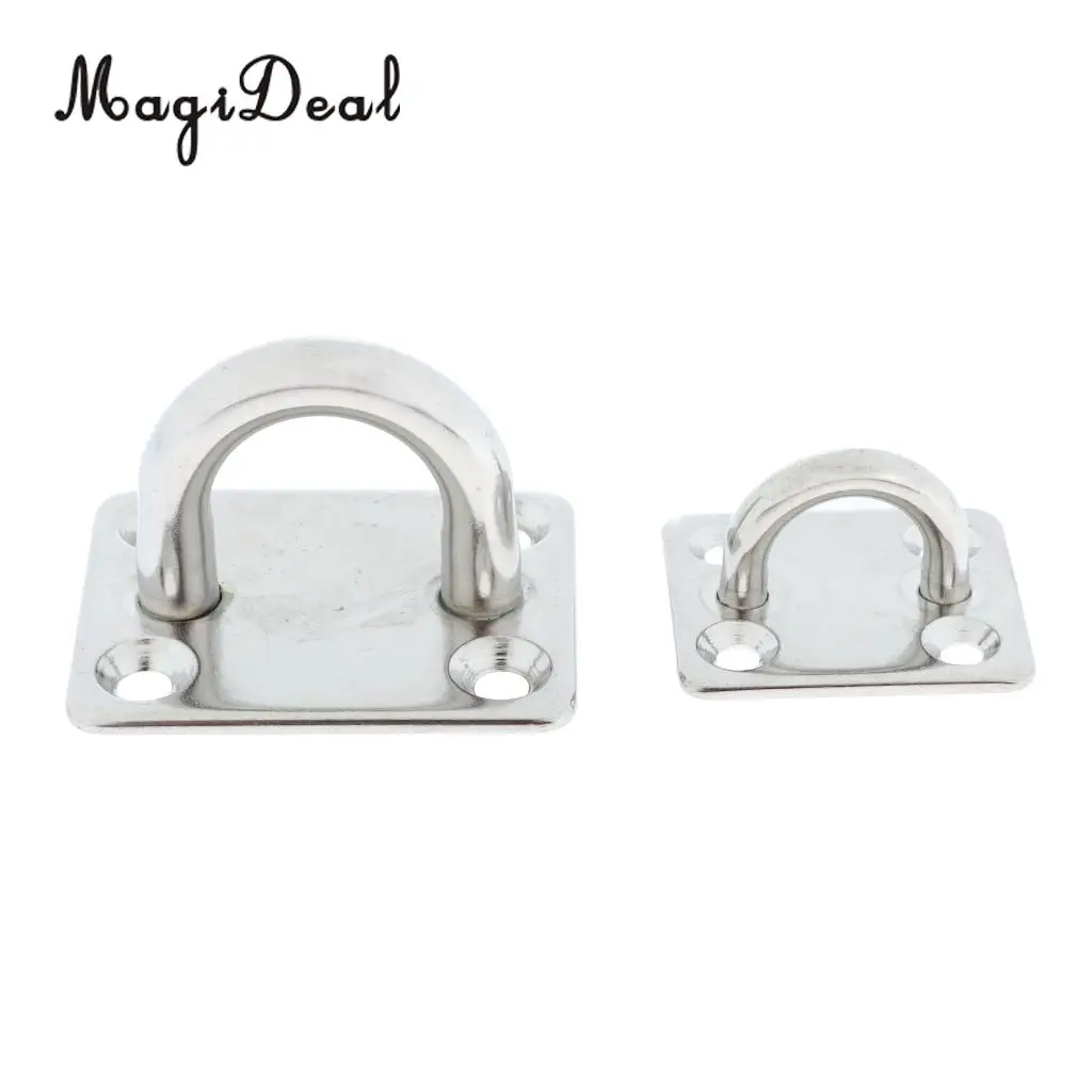Heavy Duty 304 Stainless Steel Pad Eye Plates 5mm Square Base Staple Mooring Fitting for Marine Boat Sailboat Rigging