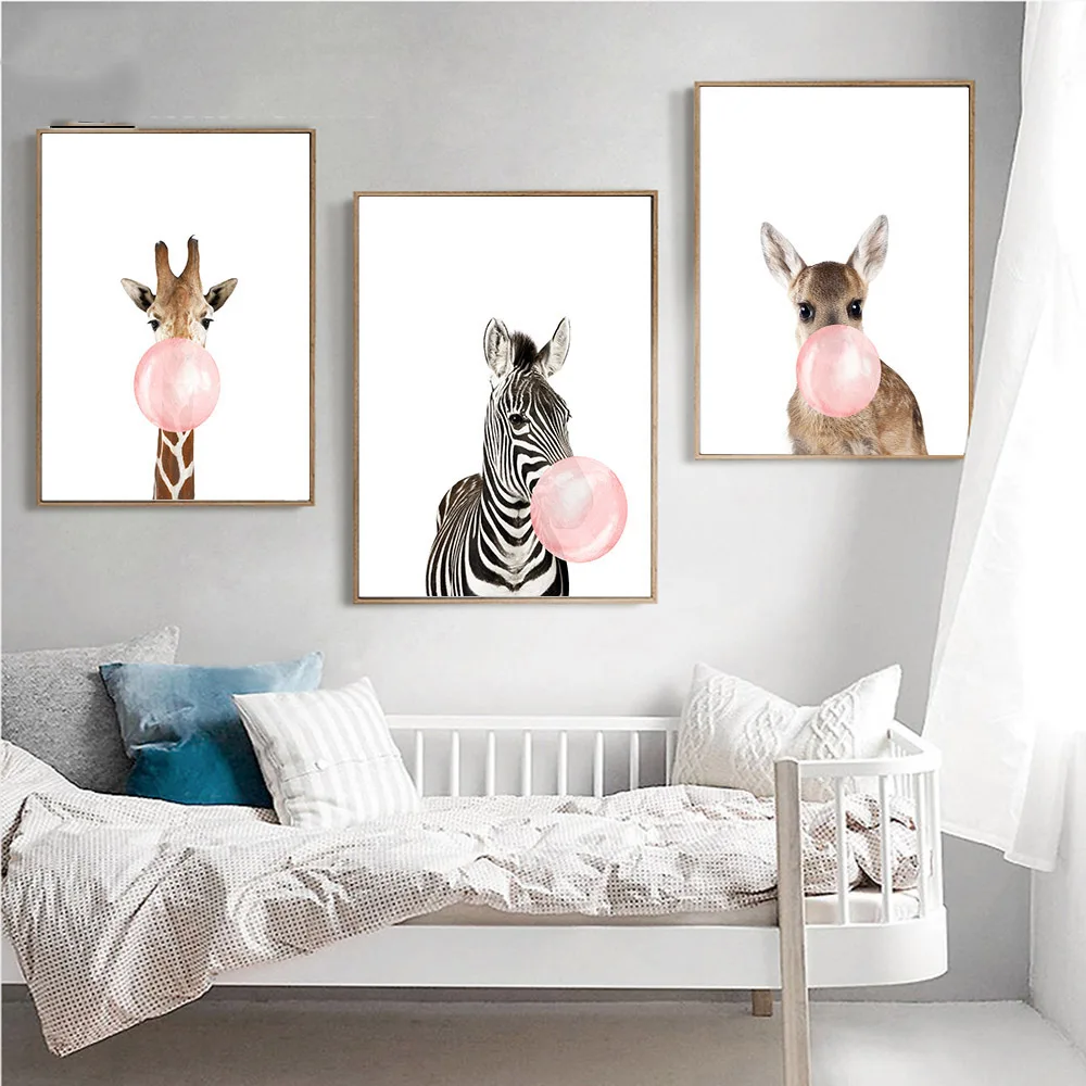 Giraffe-Zebra-Animal-Posters-and-Prints-Canvas-Art-Painting-Wall-Art-Nursery-Decorative-Picture-Nordic-Style
