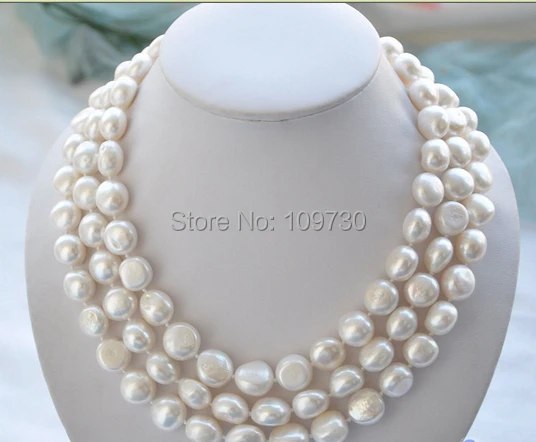 

Jewelr 003699 3ROW 15mm BAROQUE WHITE FRESHWATER PEARL NECKLACE MABE