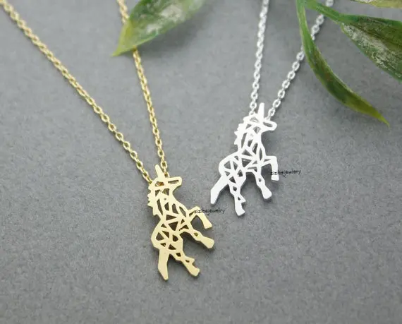 Beautiful Unicorn Necklace in silver gold