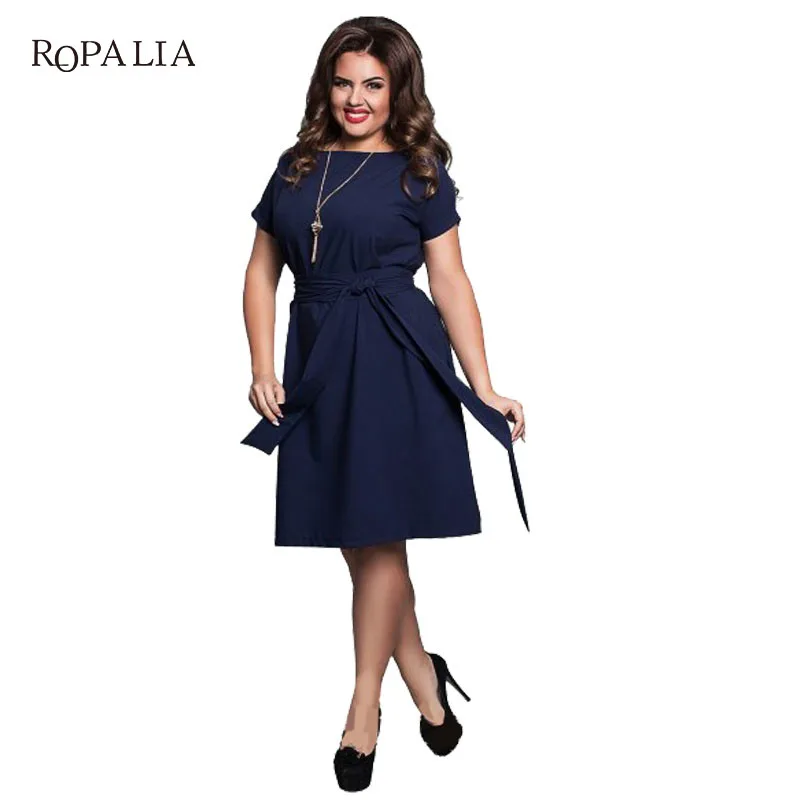 6XL Large Size 2017 Summer Dress Big Size Casual Office Dress Blue Red Green Straight Dresses Plus Size Women Clothing Vestidos Dresses
