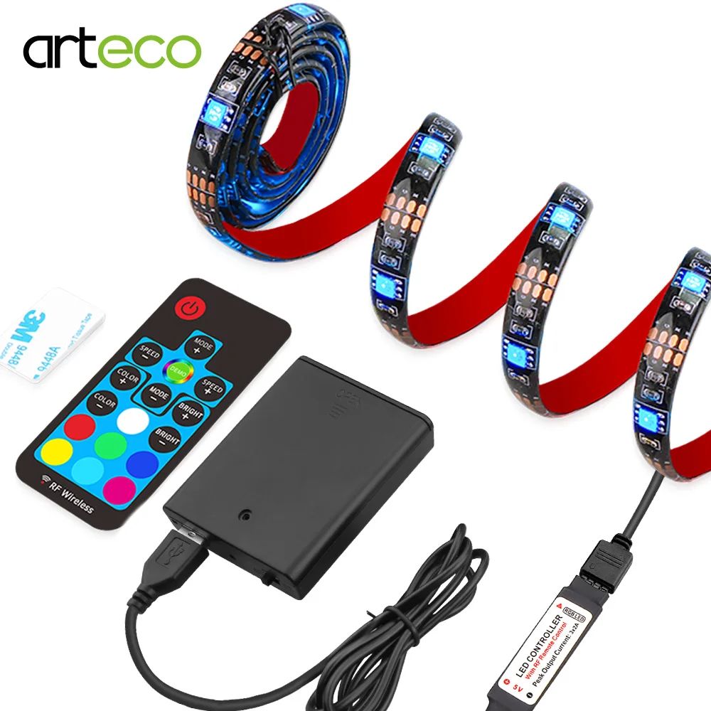 Светодиодная лента с питанием от аккумулятора 5050 RGB 1 м IP20 IP65 гибкая декоративная