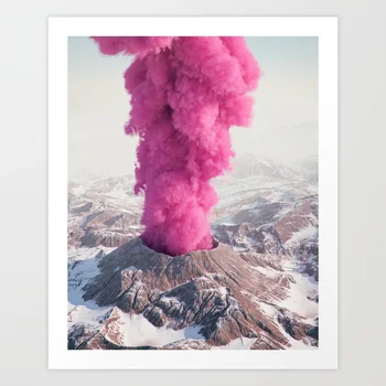 

Pink volcanic eruption balloon creative art landscape photography wall pictures for living room canvas art cuadros decoracion