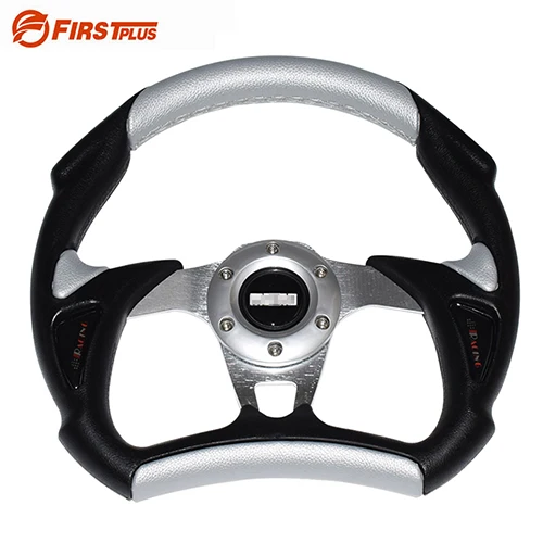 320mm 13inch PU leather Automobile Sport Racing Car Steering Wheel Steering-Wheel Auto Styling Black Red Silver Blue - Цвет: silver