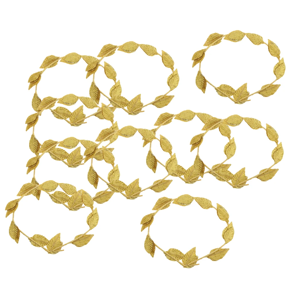 10pcs Laurel Wreath Roman Greek Goddess Gold Leaf Headband Summer Beach Wedding Hair Accessories Gift