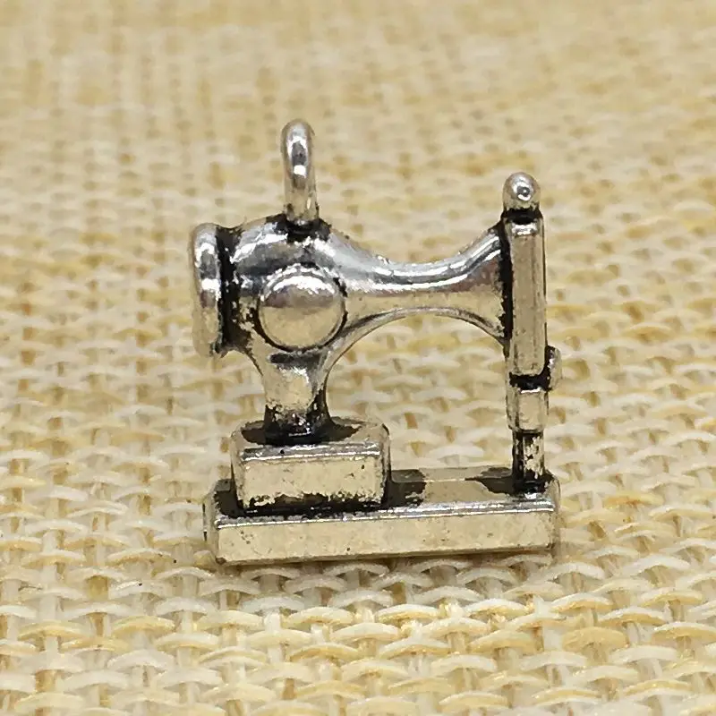 20Pcs 12*12mm Sewing Machine Charms Antique Silver Jewelry Making