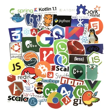 50 Pcs Programming Stickers Java JS Php Docker Bitcoin Html Cloud Language APP Logo Funny Stickers For Laptop Car DIY Stickers java programming for beginner s