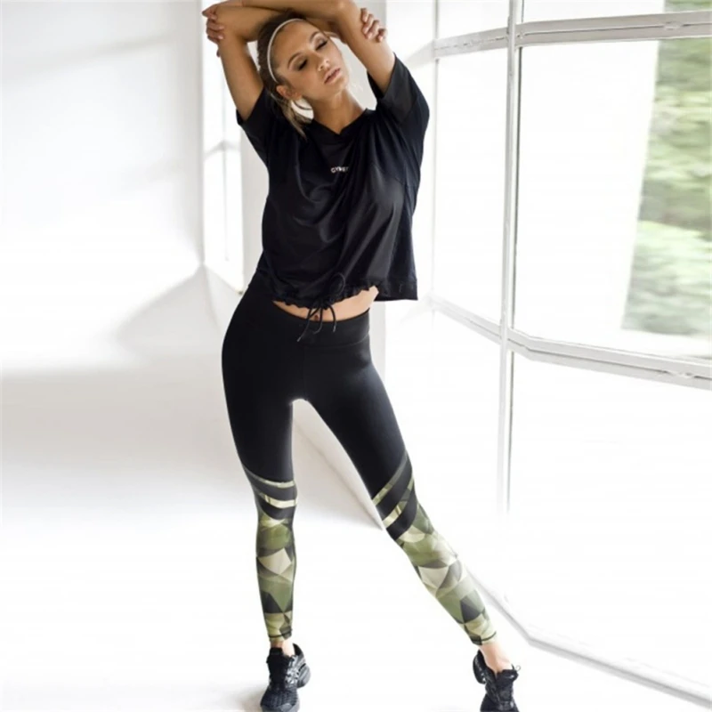 Sporting Pants New Women Leggings High Elastic Workout Leggings Fitness Camouflage Patchwork Thick Legging