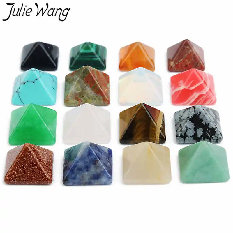 Джули Ван 10 шт. 8 мм Multi-Цветной небольшой пирамиды Форма Натуральный камень Flatback кабошон Подвески Подвеска ювелирные изделия делает