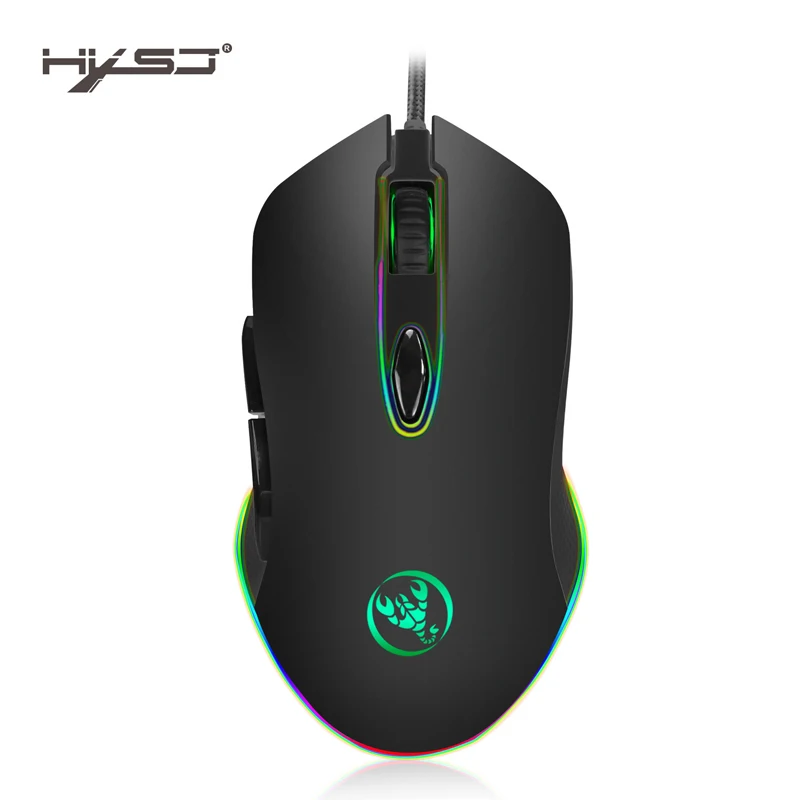 

HXSJ S500 Programmable Gaming Mouse 6 Buttons RGB Backlit 4800DPI USB Wired Optical Mouse Gamer for PC Laptop Computer