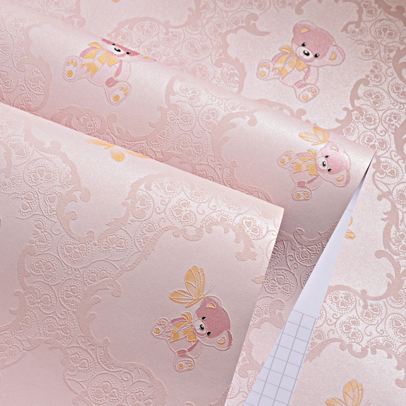 赤ちゃんの女の子と男の子のための3dクマの壁紙 ピンク 青 黄色の蝶の壁紙 子供の寝室のための素朴な 高さ030 Wallpapers Aliexpress