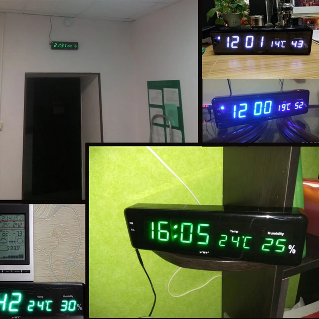 

Waterproof LED Digital Alarm Clock Display with US Plug Adapter for Home Bedroom, 12.4x1.8x3.9 inch