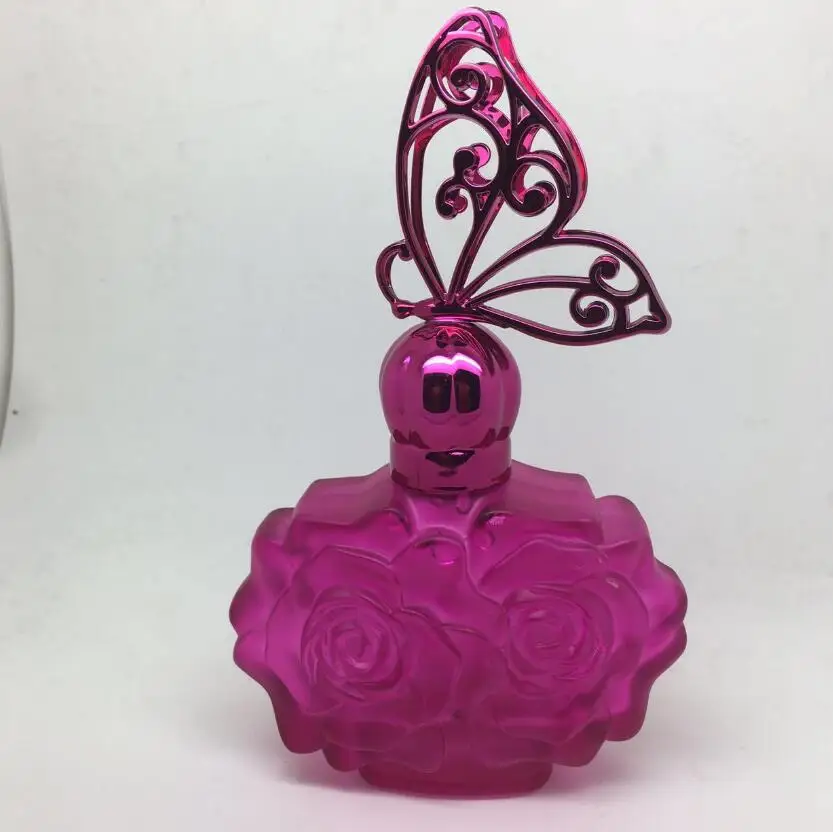 

2017 New Brand 30ML Frosted Red Butterfly Glass Perfume Spray Bottle 100pcs/lot Hot